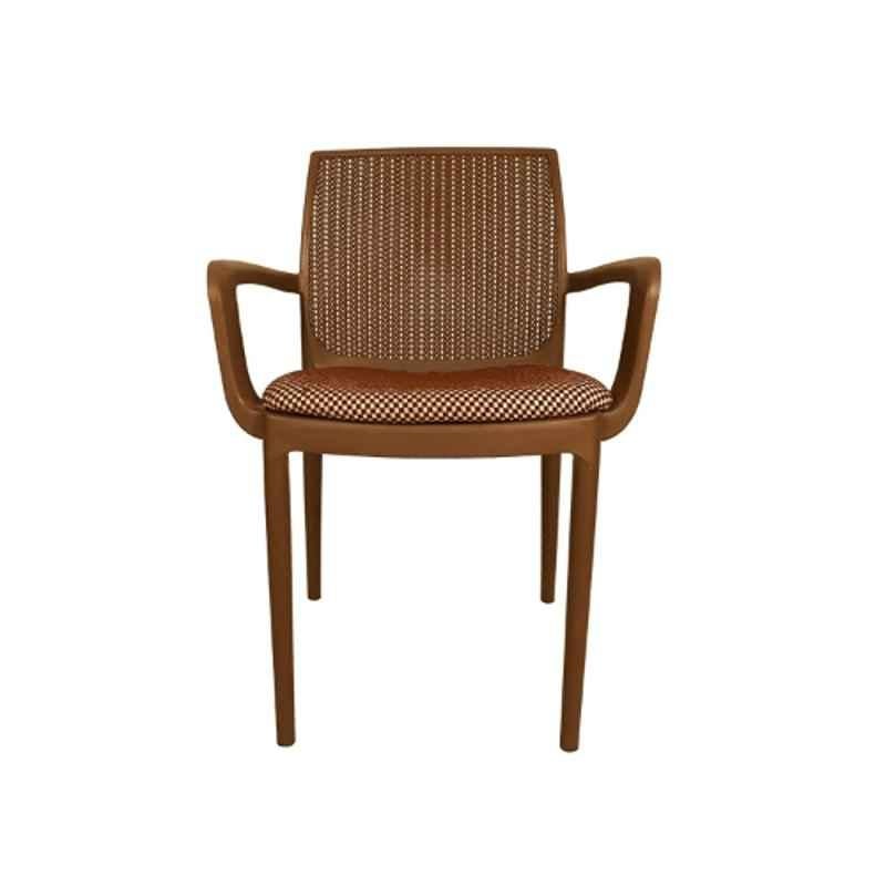 Diya Beeta Brown Solid Back Cushion Plastic Chair with Arm