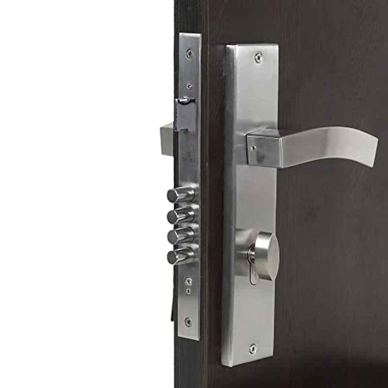 Homexpert LB10002-OSK 10 inch 60mm Stainless Steel Silver Cylindrical Plate One Side Key Mortise Door Lock Set