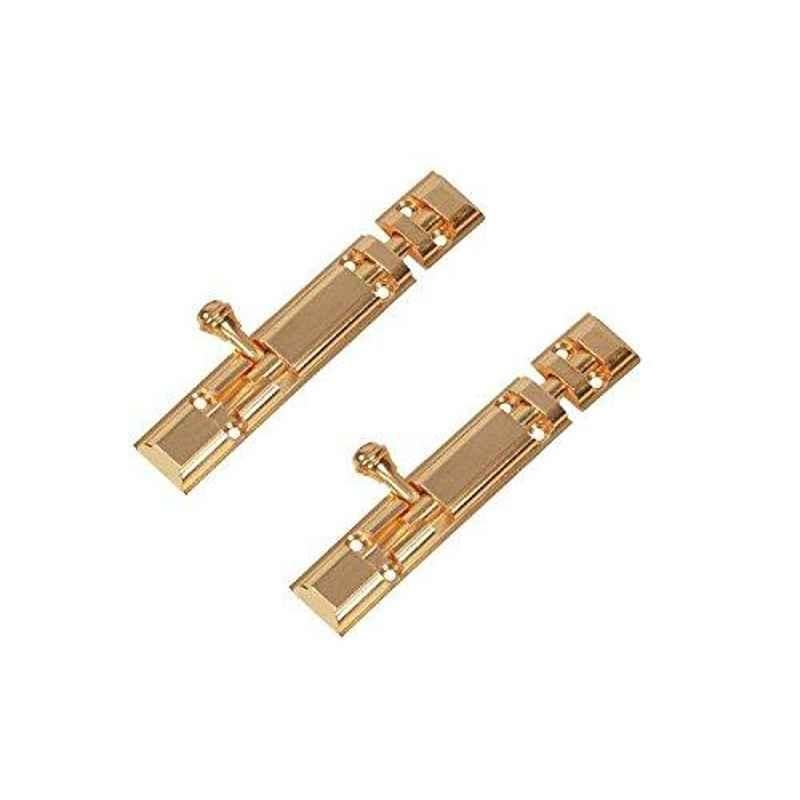 Smart Shophar 6 inch Brass Gold Royal Tower Bolt, SHA10TW-ROYA-GL06-P2 (Pack of 2)