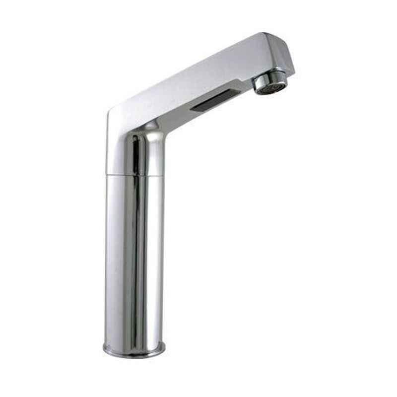 Bharat Photon 6V DC Operated Brass Chrome Plated Long Body Basin Mounted Sensor Faucet, BP-F252
