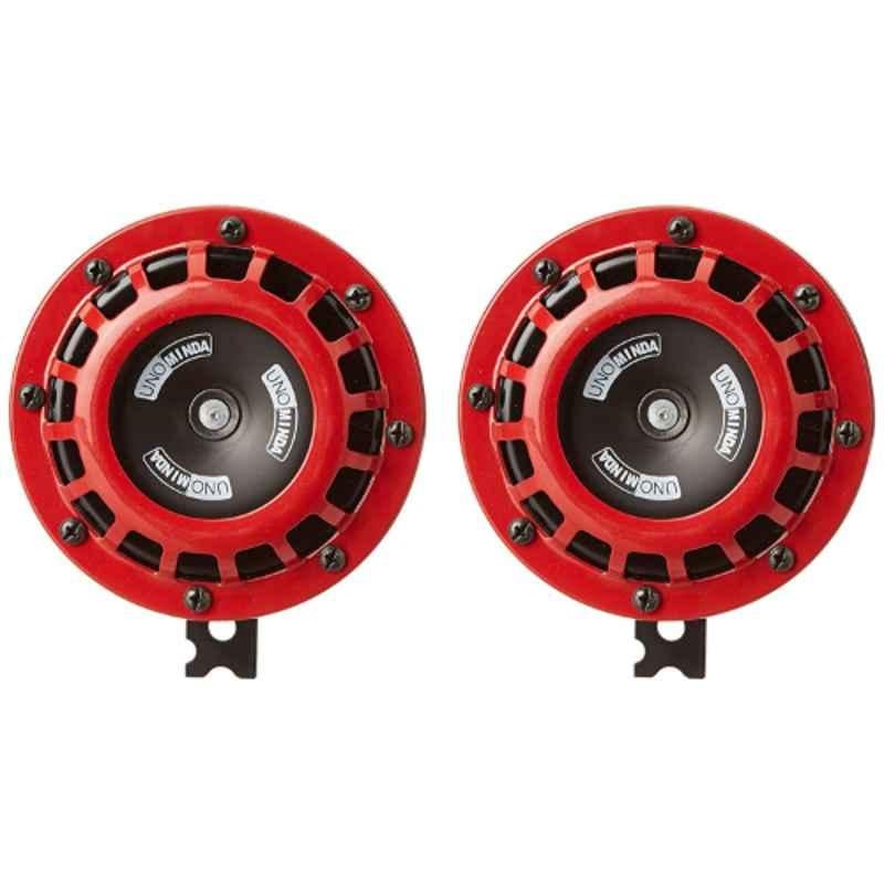 Uno Minda 2 Pcs 12V Hypertone Red Grill Horn Set, D857003HD