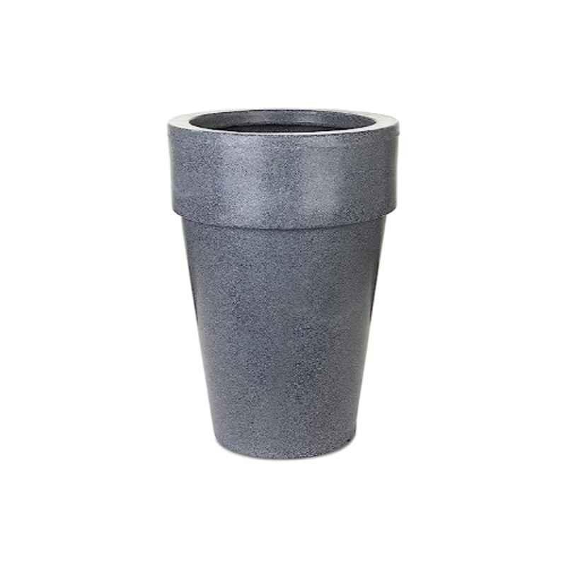 Blume Curvada 21 inch Dark Grey Stone Plastic Round Polished Finish Flower Pot, CR-NL-M-DGS