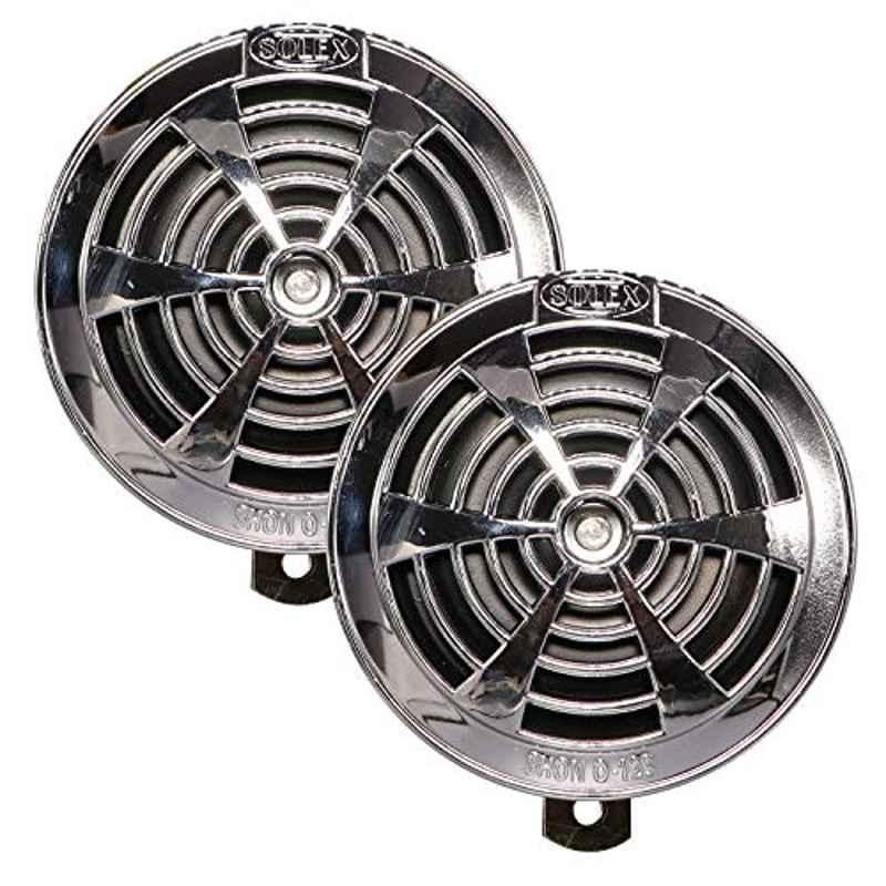 AllExtreme Shon Shone O-123 Bike & Car Horns Super Loud Sound Air Siren (12V, Black & Silver), (Pack of 2)