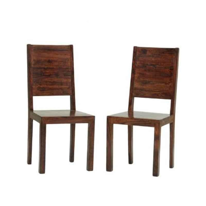 Angel Furniture 2 Pcs 39x18x18 inch Walnut Finish Wood Sitting Chair Set, AC-06