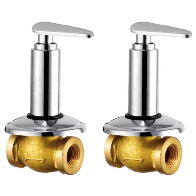 Drizzle Vista 1/2 inch Brass Chrome Finish Heavy Duty Quarter Turn Concealed Stop Cock (Pack of 2)