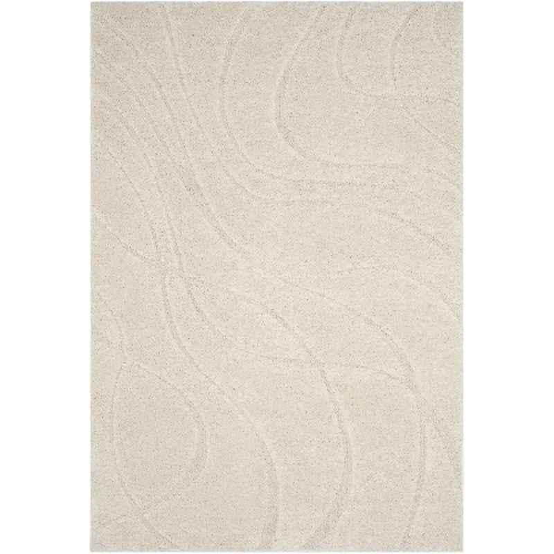 Carpetify 3x5ft Microfiber Ivory Floral Shaggy Carpet, 1224YR336CQ