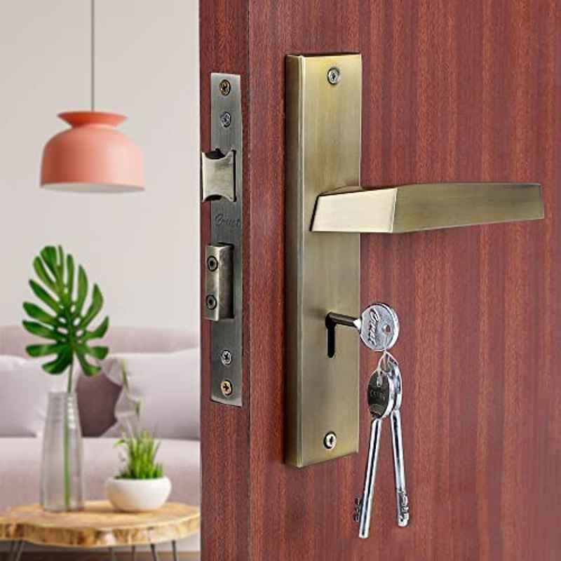 Saze Sana 8 inch Stainless Steel Antique Matt Finish Silver Key Plate Mortise Door Lock Pull Handle Set