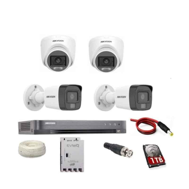 Hikvision EVteQ 5MP 20m Smart Dual-Light Built-in Mic 1TB HDD 2 Dome & 2 Bullet CCTV Camera with DVR Kit, HIK5MPDUALLIGHTKIT2D2B1TBHD