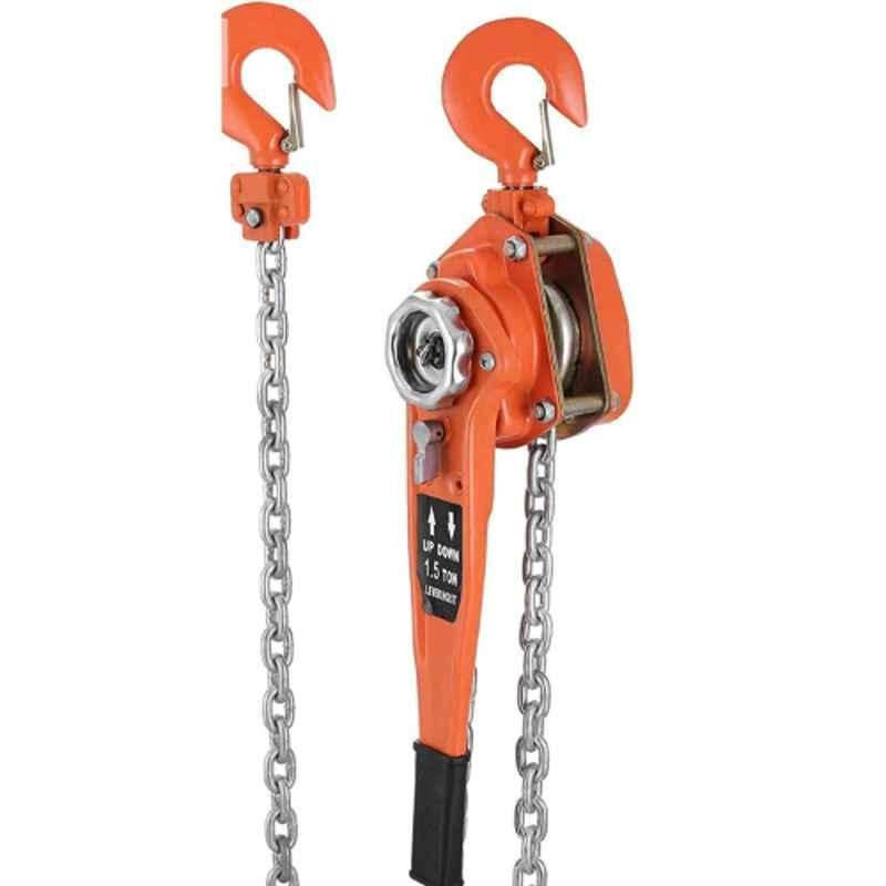 Voltz 1.5T 1.5m Orange Block Cap Rachet Lever Chain Hoist with 6 Months Warranty, VZ-RACHET 1.5T