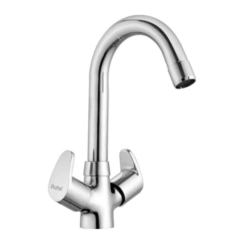 Ruhe Vela Brass Chrome Finish Centre Hole Basin Mixer with 12 inch Round Swivel Spout, 11-0717