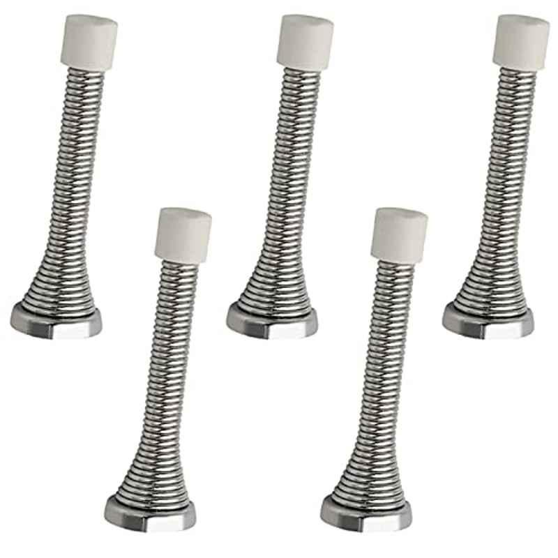 Screwtight 3 inch Iron Chrome Finish Spring Door Stopper, â€ŽS230301CP-5 (Pack of 5)