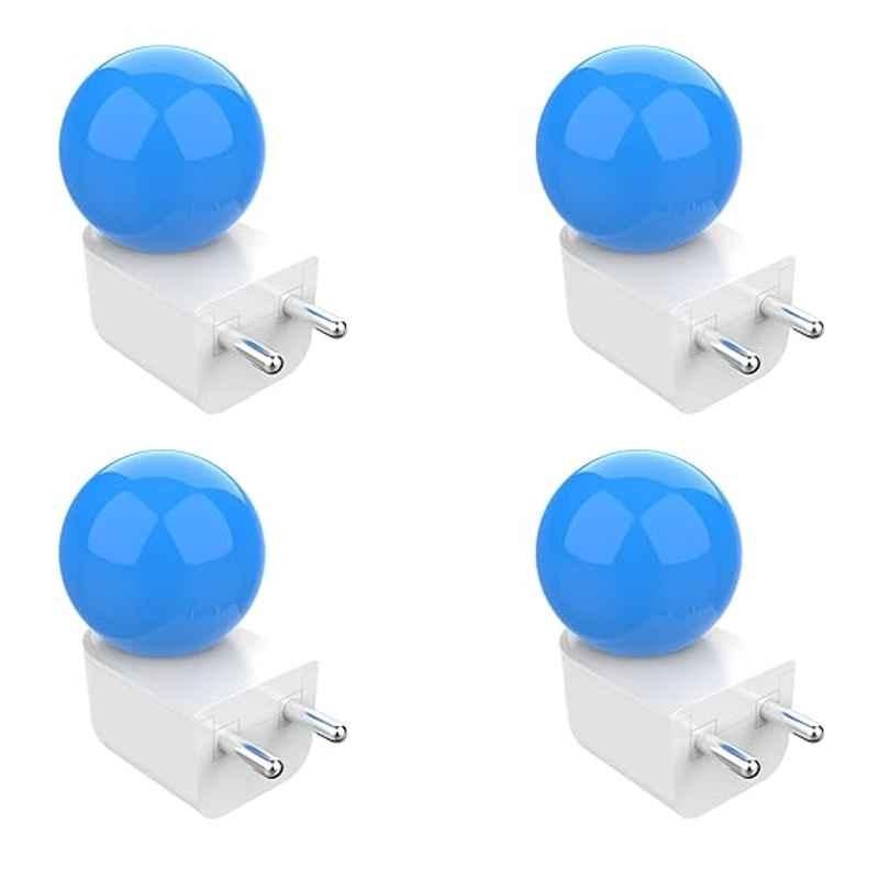 Fybros Bloom 0.5W Polycarbonate Blue Round LED Night Bulb with Plug & Play, FLS5294D (Pack of 4)