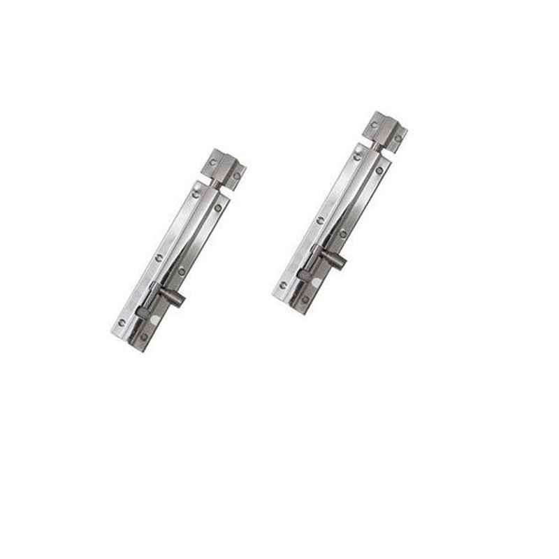 Smart Shophar 4 inch Stainless Steel Silver Premium Tower Bolt, SHA40TW-Prem-SL04-P2 (Pack of 2)