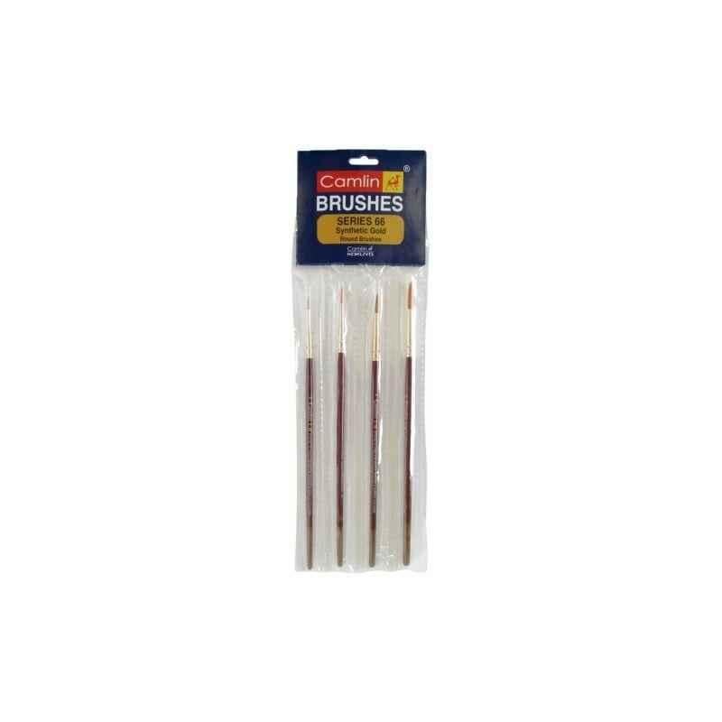 Camlin Series 66 Round Synthetic Gold Paint Brush, 2066762 (Pack of 10)