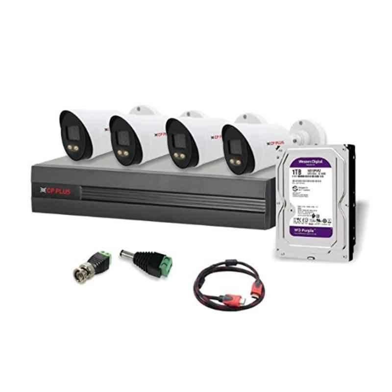 CP Plus 2.4MP 4 Pcs Outdoor Wired Bullet Camera Set with 4CH DVR, 1TB HDD, HDMI Cable, BNC & DC, CP-UCK-T4H-B1