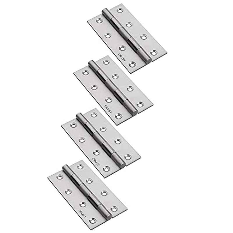 Saze 4 inch Stainless Steel Satin Matt Finish Door Butt Hinge (Pack of 4)