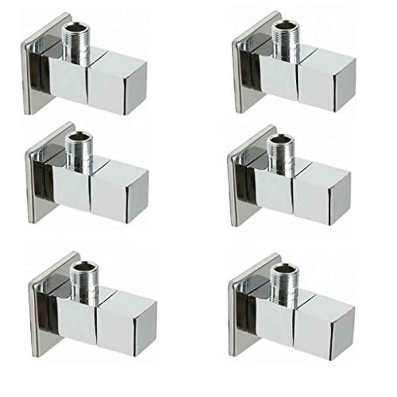 10X Brass Square Angle Valve with Wall Flange (Pack of 6) by Moglix