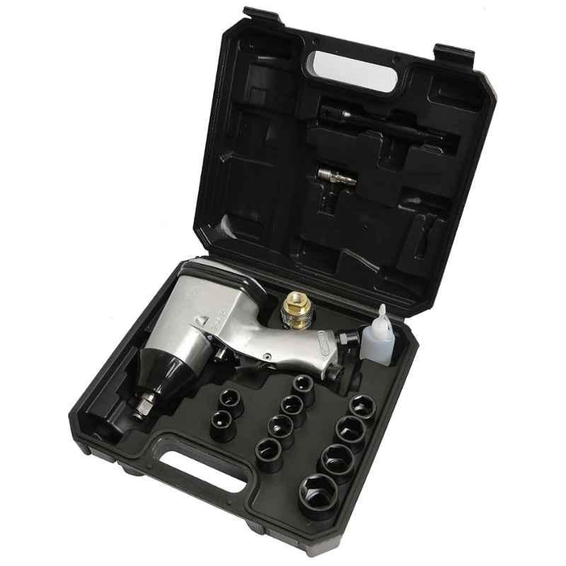 HULK 1/2 inch 340Nm Aluminium Air Impact Wrench with 10 Socket Set, AT5004SG
