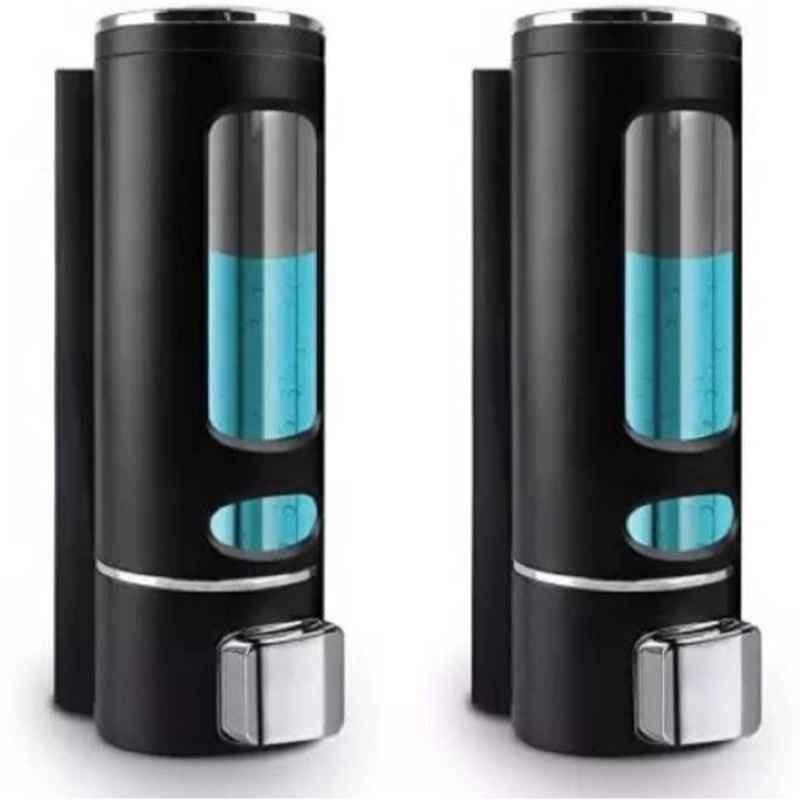 Neelkund 400 ml Plastic Black Liquid Soap Dispenser for Bathroom & Kitchen (Pack of 2)