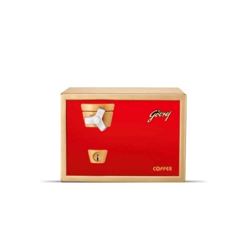 Godrej Premium Coffer V1 21 Liters Red Manual Safe Locker with Internal Shelves & Ultra Key Lock (Tijori)