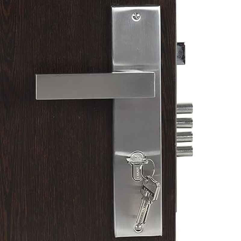 Handle Waala LB1007 10 inch 60mm Stainless Steel Silver Cylindrical Plate Both Side Key Mortise Door Lock Set
