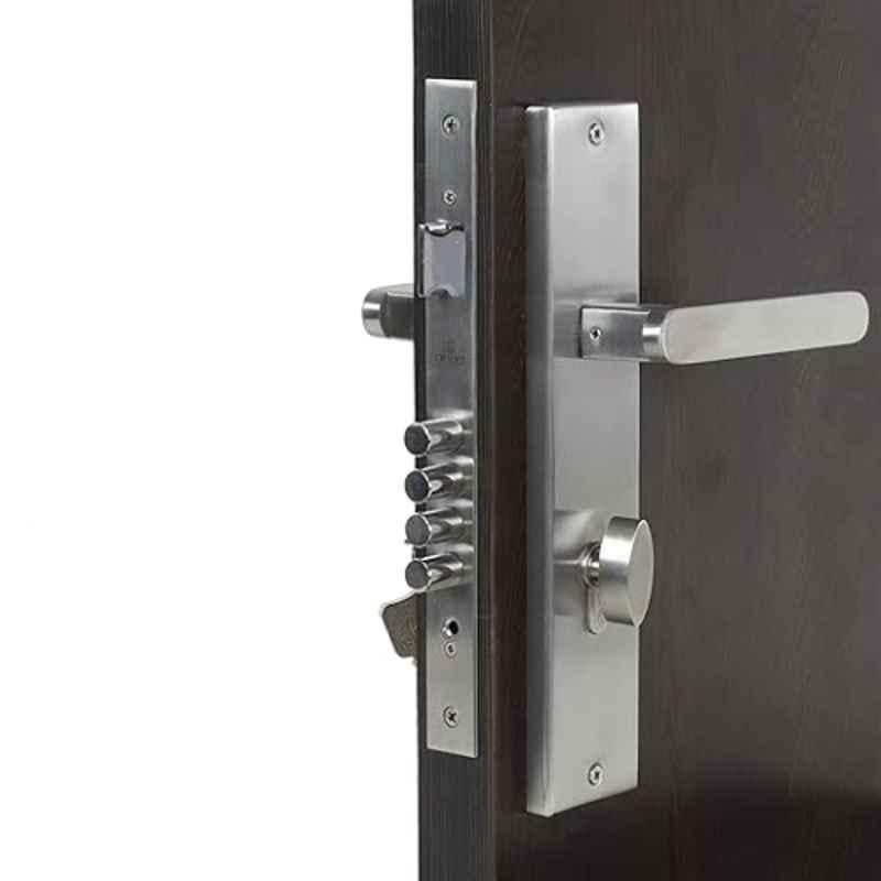 Homexpert LB304-OSK 10 inch 60mm Stainless Steel Silver Cylindrical Plate One Side Key Mortise Door Lock Set