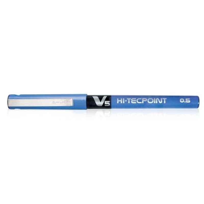 Pilot V5 Hi-Tecpoint 5Pcs Blue Liquid Ink Roller Ball Pen Set