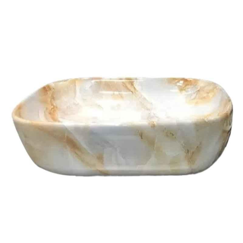 Hisre 45x33x12.7cm Ceramic Beige Table Top Wash Basin, SKT1047