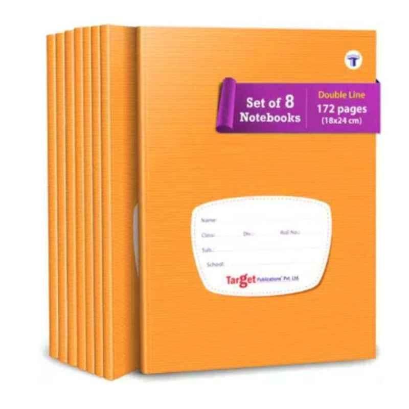 Target Publications 172 Pages Regular Double Line Notebooks for Kids, New-1284 (Pack of 8)