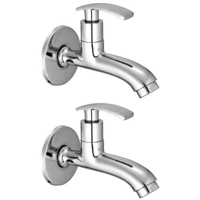 Drizzle Soft 2 Pcs Brass Chrome Finish Silver Long Body Bib Cock Set, ALONGSOFT2