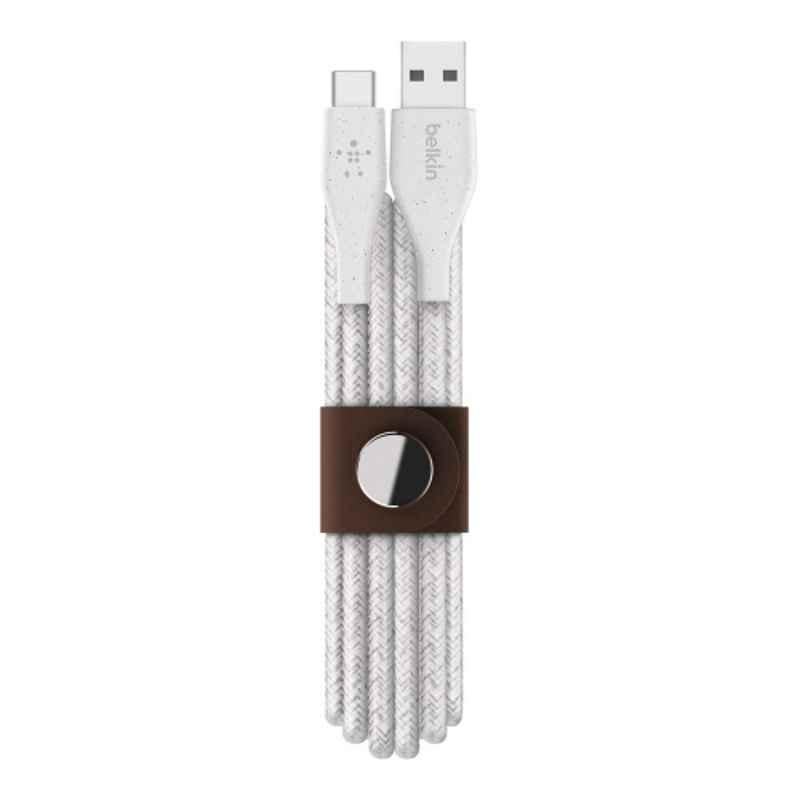 Belkin DuraTek Plus 1.82m White USB C to USB A Cable with Strap, F2CU069bt06-WHT