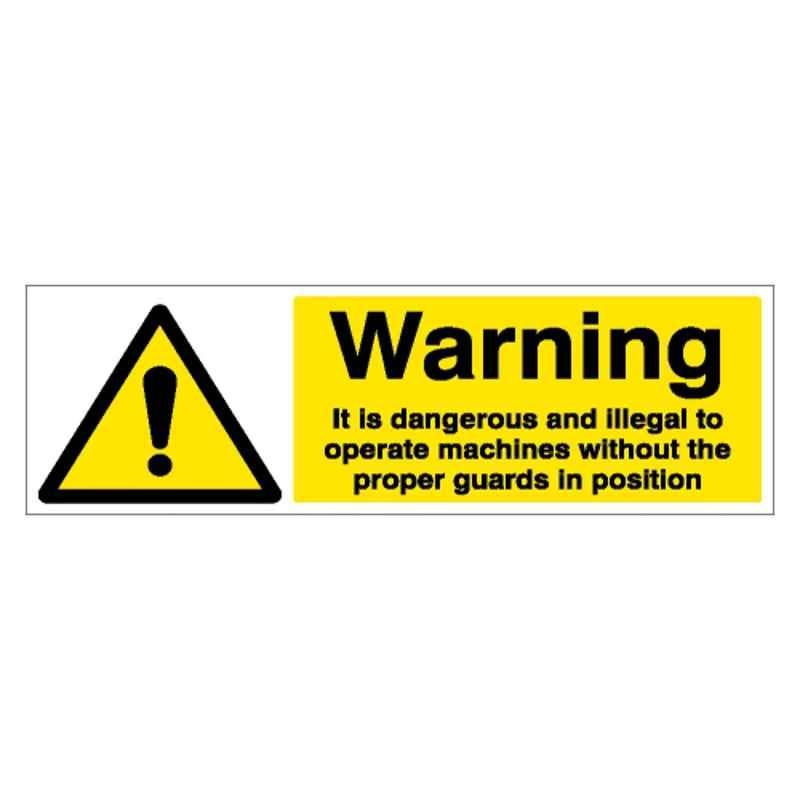 SUNSIGNS 450x150mm Vinyl & Sun Board Warning it is Dangerous and Illegal to Operate Machine without the Proper Guards in Position Signage, SN0120VNLM1HPIAAL