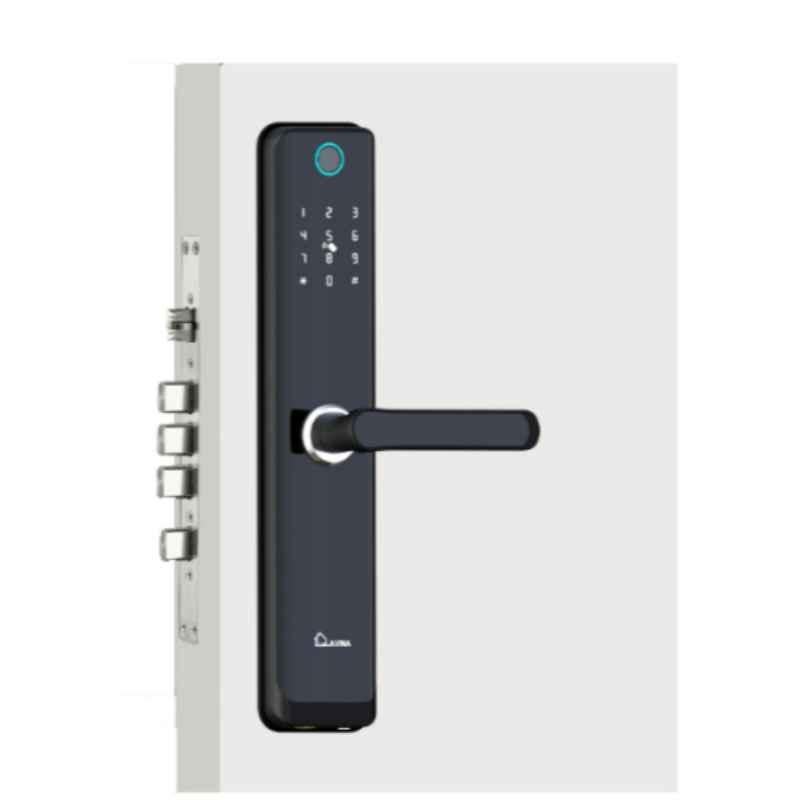 Lavna L-A24 Black Smart Door Lock with Wi-Fi, Mobile App, Fingerprint, OTP, PIN, RFID Card & Manual Key Access for Wooden Door