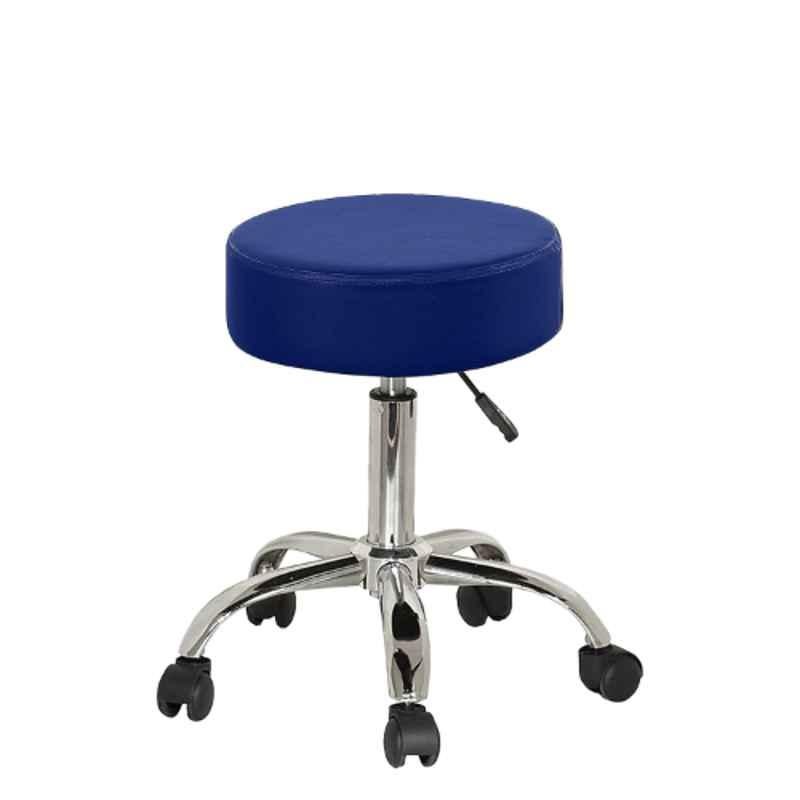 Chairwale Rio Blue Faux Leather Revolving Adjustable Stool with Wheels for Living Room, Home Office & Kitchen, P7108