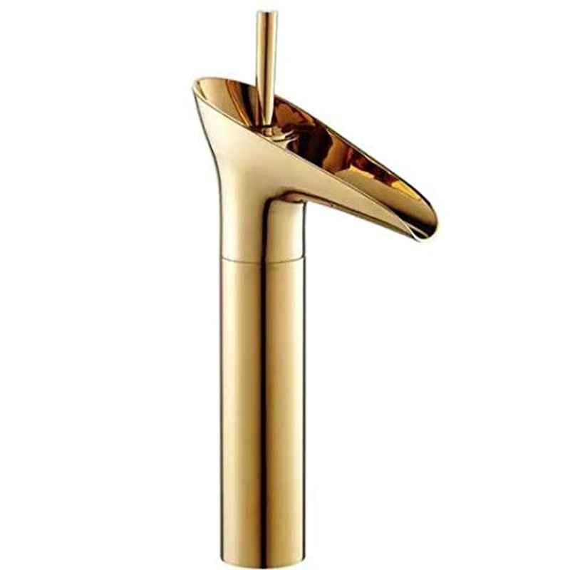 Aquieen Luxury Series Brass Gold Finish Extended Body Basin Mixer Tap for Hot & Cold