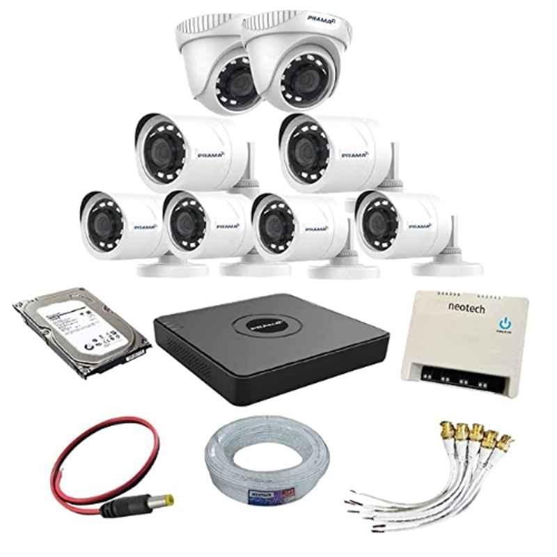 Prama 1MP 5 Pcs Bullet & 2 Pcs Dome CCTV Camera with 8 Channel DVR, 1TB Hard Disk & 70 m Wire Kit