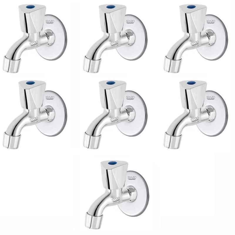 Spazio Stainless Steel Chrome Finish Trio Collection Bib Cock with Foam Flow Water Wall Flange (Pack of 7)