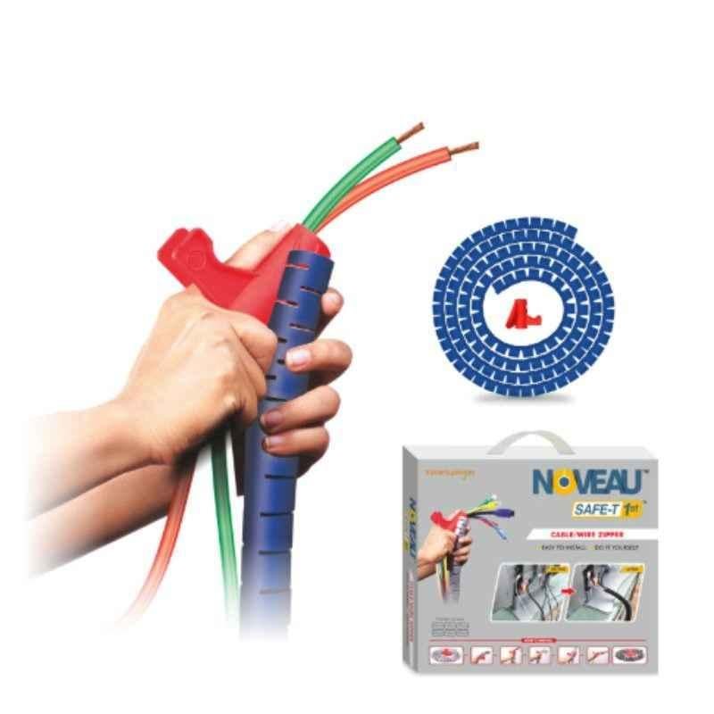 Noveau Safe-T-1ST 34mm 1.5mm Virgin HDPE Blue Cable Zipper with Colour Box, NSFZ34BU1105