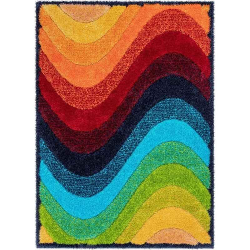 Carpetify 3x5ft Multicolor Modern Geometric 3D Textured Thick & Soft Shaggy Fur Rug Carpet, 0928Z2QLIO3