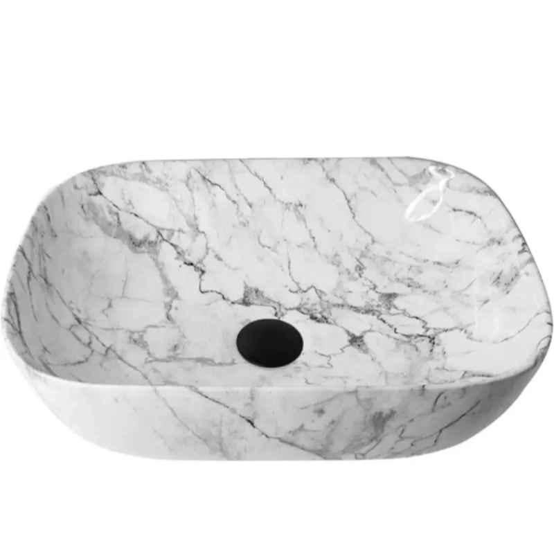 Hisre 45x33x12.7cm Ceramic White Table Top Wash Basin, SKT1005