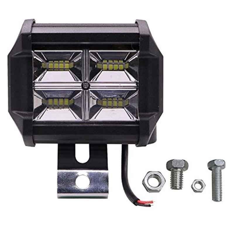 AllExtreme Ex16Fl1 16 Led Fog Light 4 inch Flood Led Work Double Row White Light Waterproof Driving Lamp Universal For Car Motorcycle Bike (48W)