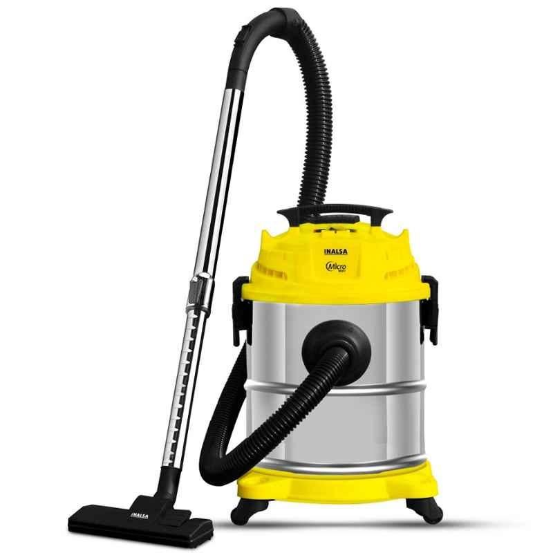 Inalsa Micro WD17 1400W Yellow & Black Wet & Dry Vacuum Cleaner with 3-in-1 Multifunction, HEPA Filtration & 19 kPa Suction