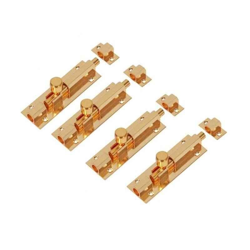 Smart Shophar 6 inch Brass Gold Hex Tower Bolt, SHA10TW-HEX-GL06-P4 (Pack of 4)