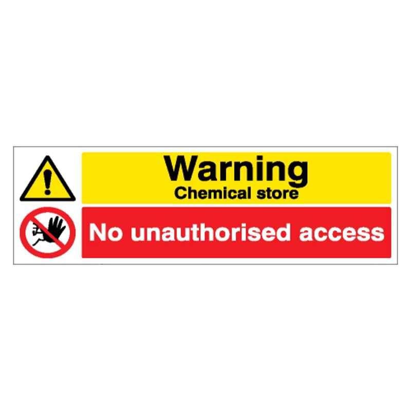 SUNSIGNS 450x150mm Vinyl & ACP Sheet Warning Chemical Store No Unauthorised Access Signage, SN0152VNLM3HPIFAL