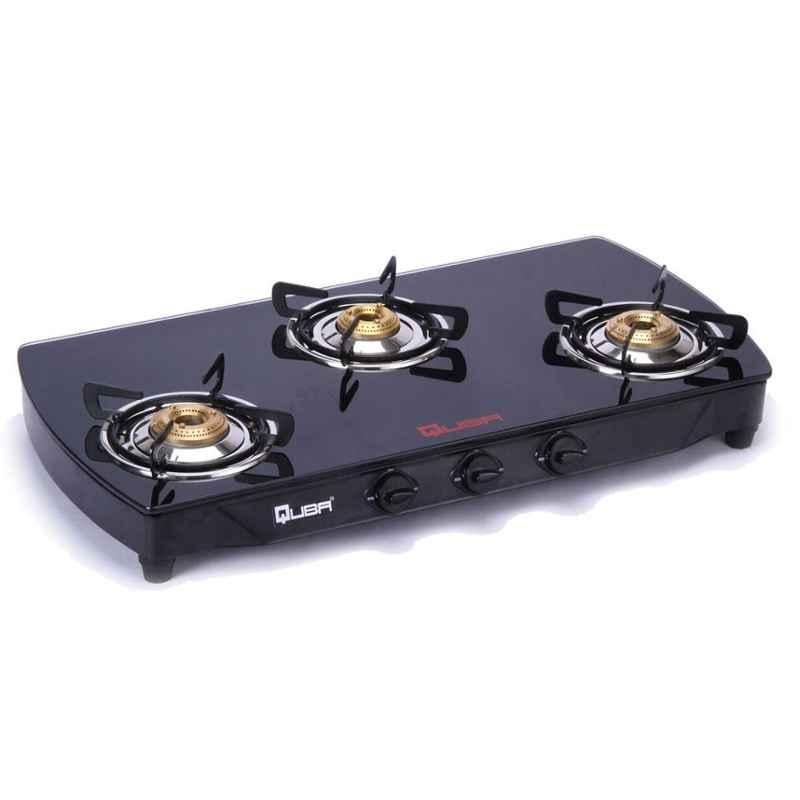 Quba B3 Arc Black Manual Ignition Gas Stove with 3 Burner