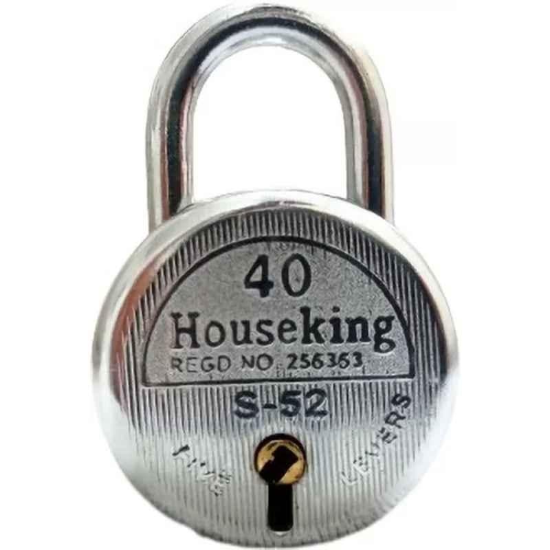 Houseking S-52 40mm Steel Silver Padlock with 3 Keys