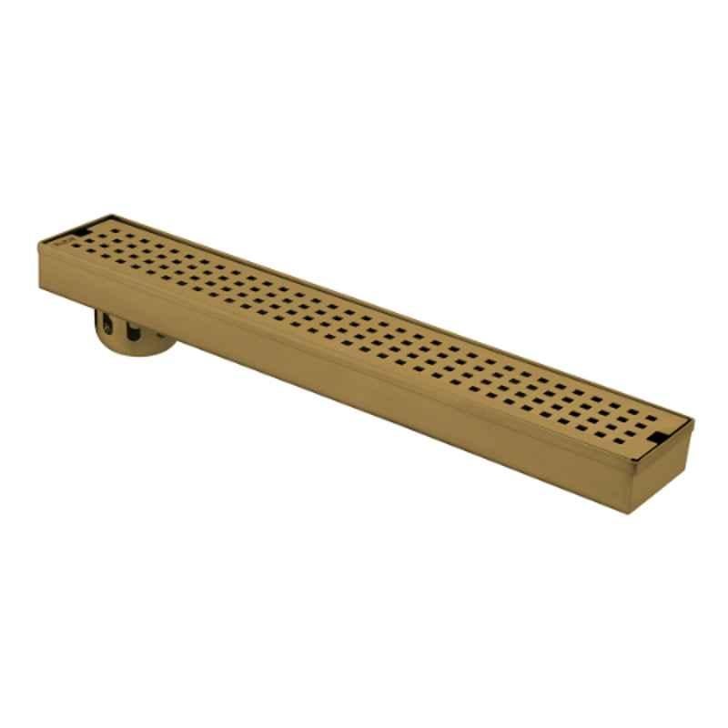 Ruhe 36x3 inch Stainless Steel 304 Yellow Gold PVD Coated Palo Shower Drain Channel, 16-0116-05