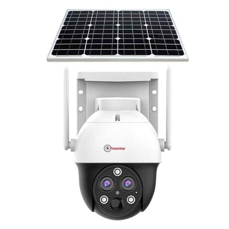 Trueview T18164 3MP All Time Colour Outdoor 4G PTZ Dual Lens Solar Powered Sim Camera with Solar Panel, IP66 Water Proof & 2 Way Talk