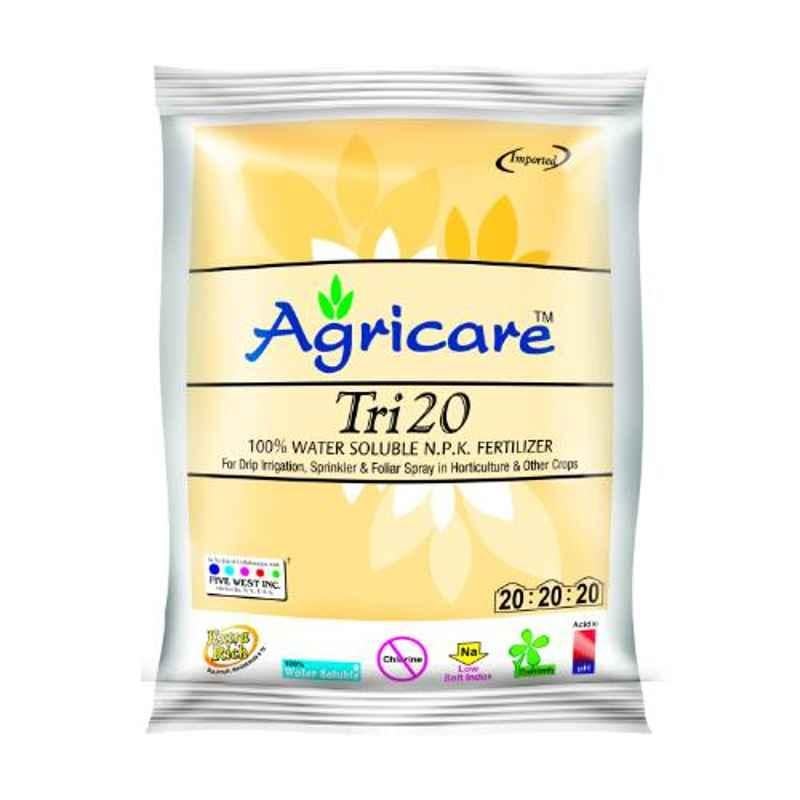 Agricare Tri 20 25kg Yellow Crystalline Green House Grade Soluble NPK (20:20:20) Fertilizer with Trace Elements