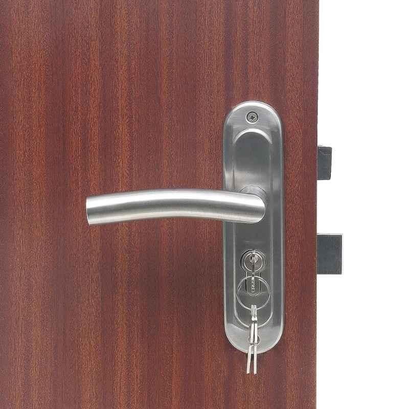Handle Waala MG1105 Stainless Steel Silver Satin Finish Round Plate Heavy Duty Mortise Door Lock Set